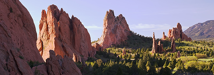 Garden of the Gods Panorama in Morning Light, Colorado Springs, CO